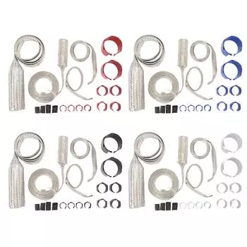 Комплект чехлов для шлангов из нержавеющей стали, универсальный комплект оплетки шланга радиатора, экстремально устойчивый к высоким температурам Black