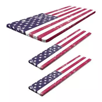 Комплект чехлов для стола для пикника Американский флаг Чехол для стола с 2 чехлами для скамейки Водонепроницаемая Ветрозащитная скатерть с эластичными краями для кемпинга на открытом воздухе A