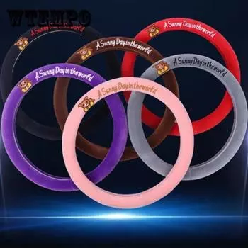 Комплект чехлов на руль из шерсти с вышивкой бежевого цвета, чехол для ручного тормоза, чехол для ручки коробки передач, зимний теплый салон автомобиля красный