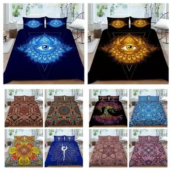 Комплект чехол для кровати Богемский постельный костюм с наволочкой Роскошная роспись Пододеяльники Домашний текстиль UK Single 135x200cm