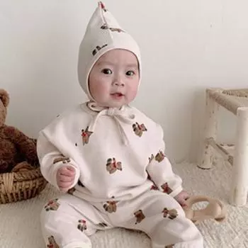 Комплект чепчика Waffle Bear Cookie Cookie 90, лучшая детская одежда, Корея