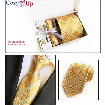 Комплект Cosy Up из 6 предметов, мужские галстуки с узором пейсли, включая галстук, квадратный шарф, манжеты, зажим для галстука, подарочная коробка