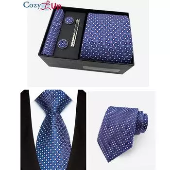 Комплект Cosy Up из 6 предметов, мужские галстуки с узором пейсли, включая галстук, квадратный шарф, манжеты, зажим для галстука, подарочная коробка