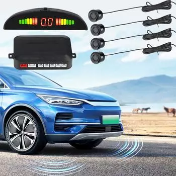 Комплект датчиков парковки автомобиля, 4 датчика, зуммер, ЖК-дисплей, монитор расстояния 2,5 м, радар заднего хода, автомобильные аксессуары, система определения расстояния для автомобиля Black