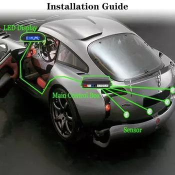 Комплект датчиков парковки автомобиля, умный зуммер, радар заднего хода, 4 датчика, система обнаружения парковки автомобиля, ЖК-дисплей, звуковой индикатор оповещения чёрный