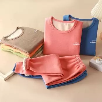 Комплект детского нижнего белья, теплое бархатное пальто, осенняя одежда для мальчиков, осенние брюки, пижамы для девочек, домашняя одежда 80cm