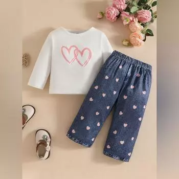 Комплект детского топа с длинным рукавом - Повседневный, стильный и универсальный детский наряд 12 белый