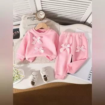 Комплект детского топа с длинным рукавом - Повседневный, стильный и универсальный детский наряд 12 розовый