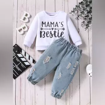 Комплект детского топа с длинным рукавом - Повседневный, стильный и универсальный детский наряд 12