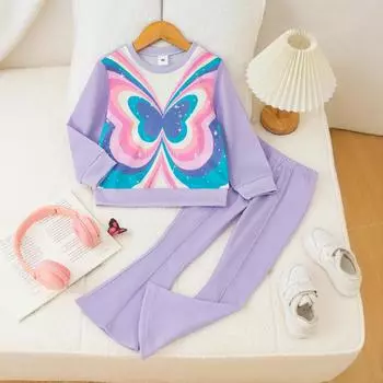 Комплект детского топа с длинным рукавом - Повседневный, стильный и универсальный детский наряд 4Y