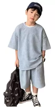 Комплект детской одежды, комплект из двух предметов для мальчиков, комплект из верха и низа, для учеников начальной школы, спортивный свитер для занятий спортом на открытом воздухе, комплект из верха и низа для мальчиков 120 130 140 150 синий