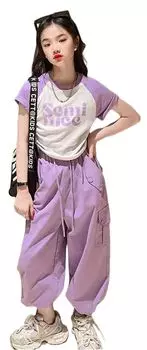 Комплект детской одежды, комплект верха и низа, крутой комплект для девочек, ученики начальной школы, спортивный свитер для занятий спортом на открытом воздухе, комплект верха и низа для девочек 120 130 140 150 160 170 фиолетовый