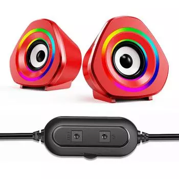 Комплект динамиков SADA для дома, колонки для настольного ПК, компьютерные колонки с 3,5-мм проводом, колонки для ноутбука, питание от USB RGB Light чёрный