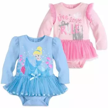 Комплект Disney Princess Cinderella Character Rompers, комплект из 2 розовых комбинезонов с длинными рукавами длиной 90 см, платье-пачка для девочек, младенцев, детей, костюм на Хэллоуин розовый