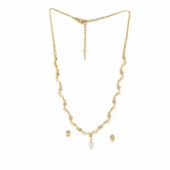 Комплект дизайнерских украшений Estele с позолотой CZ Star Wave и жемчугом для женщин