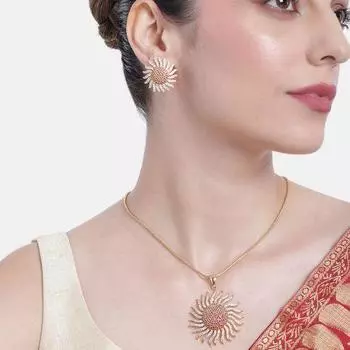 Комплект дизайнерского ожерелья Estele с позолоченным CZ Sunshine для женщин