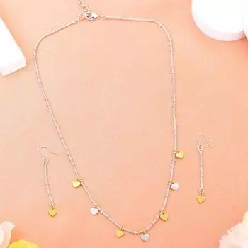 Комплект дизайнерского ожерелья Estele с сердцем из золота и родия для девочек и женщин