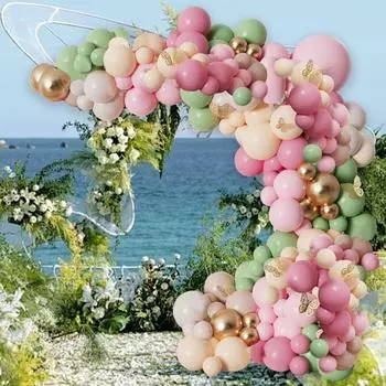 Комплект для арок из воздушных шаров Sage Green на годовщину, розовые латексные наклейки в виде бабочек, свадьба для женщин 10inch