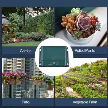 Комплект для автоматического капельного полива на солнечной батарее с 7 режимами полива, система полива для садовых клумб, растений на патио, цветов в теплице зелёный