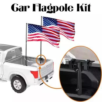 Комплект для автомобильного флагштока, без сверления, комплект для бокового крепления флагштока для кузова грузовика, универсальный черный держатель для флагштока, подходит для столба до 1,5 дюйма