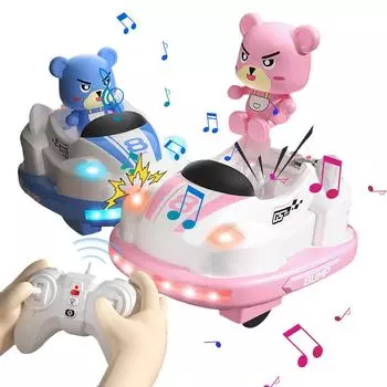 Комплект для автомобиля с дистанционным управлением, 2.4G семейный конкурсный бампер с распылением и светомузыкой, перезаряжаемый -1 розовый/синий