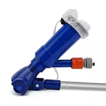 Комплект для чистки открытого бассейна Пылесос Всасывающая головка Чистка Скиммер Инструмент для бассейна со щетками Выдвижная штанга Сетчатый мешок синий