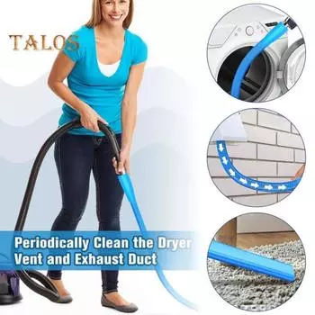 Комплект для чистки вентиляционного отверстия сушилки Щетка для удаления ворса из сушилки Простая в использовании гибкая конструкция Щетка для насадки на шланг пылесоса Удалятель ворса синий