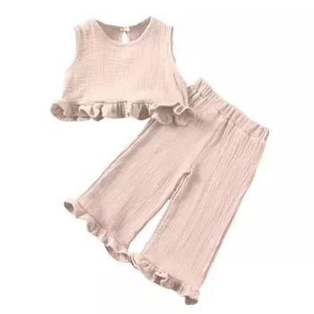 Комплект для девочек с принтом сердечек - Футболка с рукавом и шорты с бантом 100 бежевый