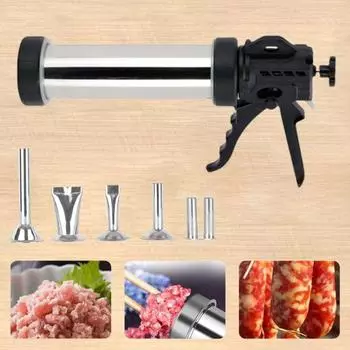 Комплект для изготовления сосисок из нержавеющей стали, профессиональный аппарат для вяленого мяса, для фарша, большой емкости, с толкателем для мяса, щетками, машина для изготовления сосисок 1 Set