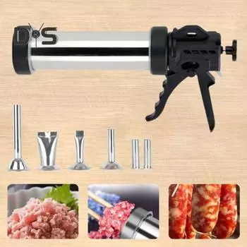 Комплект для изготовления сосисок из нержавеющей стали, профессиональный аппарат для вяленого мяса, для фарша, большой емкости, с толкателем для мяса, щетками, машина для изготовления сосисок 1 Set
