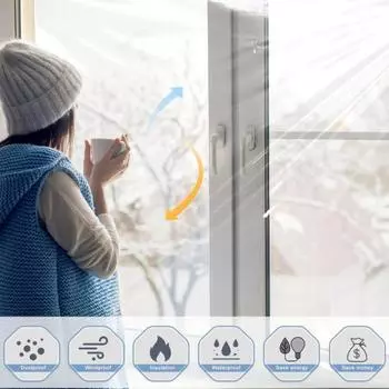 Комплект для изоляции окон. Изоляционная пленка для помещений. Прозрачная, устойчивая к разрыву. Простая установка. Утепляющее оконное покрытие. Полиэтиленовая изоляционная пленка. 40cm