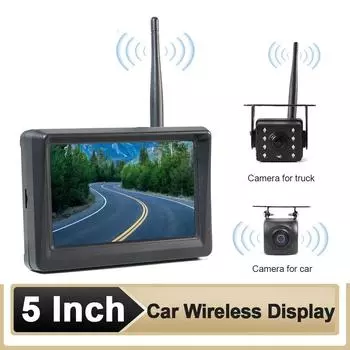 Комплект для камеры заднего вида с IPS-дисплеем 5 дюймов, устанавливаемой на грузовик и автомобиль, с двумя камерами ночного видения HD Fisheye