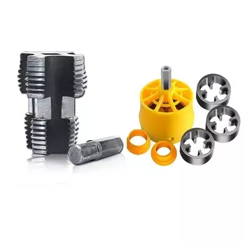 Комплект для нарезания резьбы для труб из ПВХ, совместимый с электрической дрелью, инструмент для нарезания резьбы для электрической дрели, резьбонарезной станок с 3 плашками 1/2 , 3/4 , 1 (Внутренний + Внешний) Threading device