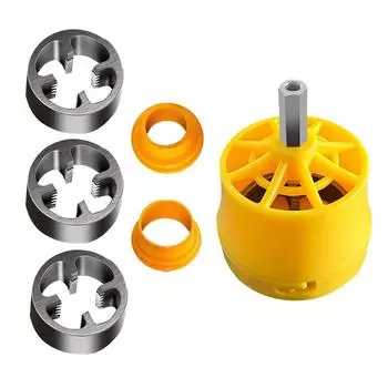 Комплект для нарезания резьбы на ПВХ-трубах, совместимый с электрической дрелью, с различными размерами плашек