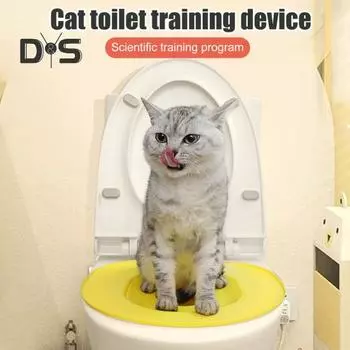 Комплект для обучения кошачьему туалету, универсальное сиденье для писсуара, горшок, система обучения кошачьему туалету, многоразовое сиденье для обучения кошачьему туалету, инструмент для уборки домашних животных синий