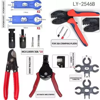 Комплект для обжима солнечных батарей для AWG14-10.2.5/4/6m mm, солнечный разъем, резак для кабеля, ключ для паспорта, все в 1 сумке Oxfor