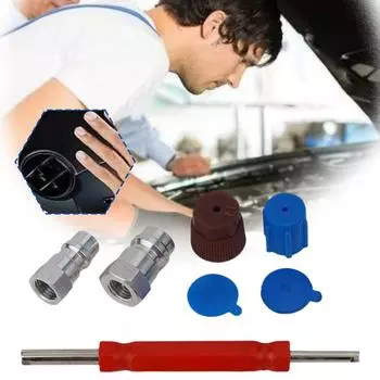 Комплект для переоборудования кондиционера R12 в R134a с инструментом для снятия 1x 1/4 SAE высоковольтное соединение подходит для адаптера R134 Q5T2
