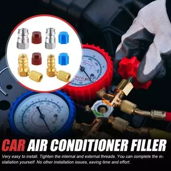 Комплект для переоборудования R134a AC R134a Регулируемый быстроразъемный соединитель высокого/низкого давления R12 в комплект адаптера R134a для автомобильного кондиционера Russian Federation