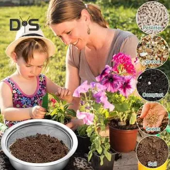 Комплект для просеивания почвы, рама из нержавеющей стали с 5-сеточным ситом, нержавеющий комплект для садового сита для фильтрации камней и сорняков 5pcs