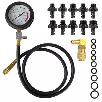 Комплект для проверки давления масла в двигателе 0~140psi 0~10bar Быстроразъемные устройства оповещения о низком уровне масла Автомобильный испытательный комплект Инструменты для автодиагностики чёрный