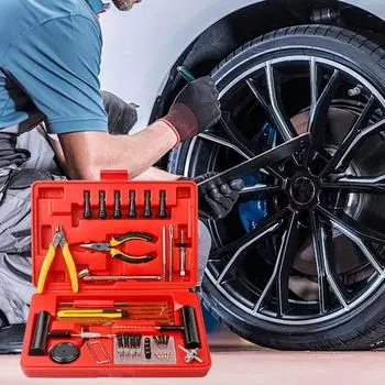 Комплект для ремонта автомобильных шин 74 шт. Комплект для ремонта проколов шин Комплект для ремонта проколов шин для автомобилей внедорожников автофургонов квадроциклов мотоциклов тракторов для быстрого ремонта United States