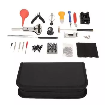 Комплект для ремонта часов, профессиональный металлический инструмент для замены батарейки в часах с сумкой для хранения