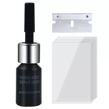 Комплект для ремонта лобового стекла автомобиля - наножидкий наполнитель для устранения сколов и трещин, жидкое техническое обслуживание стекла чёрный
