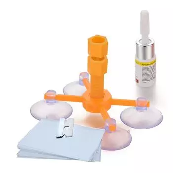 Комплект для ремонта лобового стекла автомобиля. Устранение сколов, трещин, трещин в форме звезды и полумесяца. Ручные инструменты. оранжевый