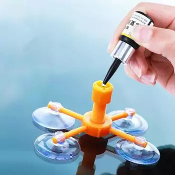 Комплект для ремонта лобового стекла Ремонт автомобильного стекла Быстродействующая жидкость для фиксации Легкое использование Широкий оранжевый