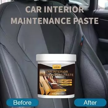 Комплект для ремонта салона автомобиля — приборная панель и пластиковый кристаллический лак, паста для ремонта сидений из искусственной кожи, крем для придания блеска шинам
