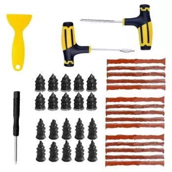 Комплект для ремонта шин для автомобилей и мотоциклов Инструменты для устранения проколов шин Аварийный набор для ремонта проколов шин Размешивание клея Набор инструментов для ремонта