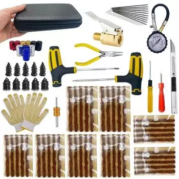 Комплект для ремонта шин мотоцикла, инструменты для устранения проколов автомобиля, аварийный прокол шин для полосок шин, набор инструментов для ремонта клея