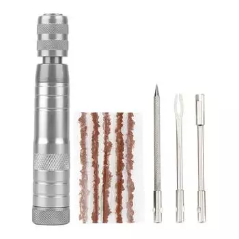 Комплект для ремонта шин мотоцикла Эффективный комплект для ремонта проколов шин Комплект для заплаток по шинам Универсальный комплект для ремонта шин для велосипедов Инструменты для заплаток по шинам чёрный