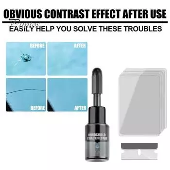 Комплект для ремонта трещин на лобовом стекле автомобиля, устойчивый к ультрафиолетовому излучению, длительный эффект, простой в использовании, набор жидкостей для ремонта автомобильных трещин 20ml